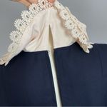 Vintage Victorian Dress Lolita Lace Collar Navy Blue Bow Back Whimsigoth Pockets Photo 11