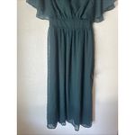 Lulus  Wrapped Up In Love Dark Green‎ Satin Faux Wrap Midi Dress Women’s XS NWT Photo 3