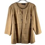 Chico's NEW Travelers Camel Faux Suede Southwestern Tiered Jacket Size 2/L/XL Photo 1