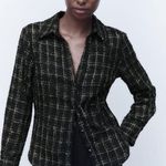 ZARA WOMEN FITTED STRUCTURED PLAID BALCK/WHITE SHIRT Photo 0