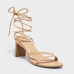 A New Day Marcia Strappy lace up Wrap Block Heels tan nude 9.5 Photo 0