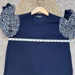Adrianna Papell  Sweater Blouse 3/4 Balloon Sleeve Floral Ruffle Neck in Navy S Photo 9