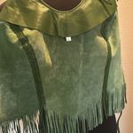 Genuine Green Fringe Rhinestone Studded Scalloped Leather Tie Halter Backless Size L Photo 9