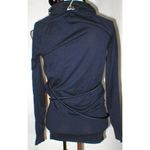 NWT New Womens Designer Acne Blouse Top XS Jersey Navy Blue Belt LS Dark Cotton Photo 3
