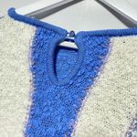 Vintage Acrylic Nubby Bubble Sleeve Sweater Blue White Lilac Large Photo 8