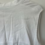 Vince  Sleeveless Shirred Band Collar Linen Blend Midi Dress in White Size: M Photo 10