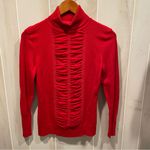 Alfani Cute red stretchy ruched front ribbed turtleneck sweater  holiday dressy Photo 7