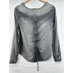 Cloth & Stone  Womens Long Sleeve Laced Back Top Medium Black Gray Tencel Photo 4