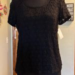 Biyaycda vintage dead stock black lace short sleeve top lined career size M Size M Photo 0