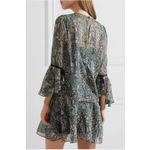 Veronica Beard Denver Silk Chiffon Printed Mini Dress Size 4 Green Paisley Photo 2