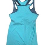 Lululemon womens size 8 tank built in sports bra blue gray 2in1 workout summer Photo 0