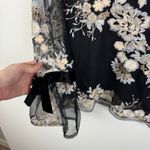 WAYF  Floral Embroidered Sheer Mesh Blouse‎ Small Velvet Bow Romantic Whimsigoth Photo 2