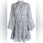 Ivy City Co Brynley Floral Mini Long Puff Sleeve Dress NEW NWT Blue White Size M Photo 3