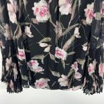 White House | Black Market WHBM Womens‎ Blouse Size 4 Black Floral V Neck Pullover Lined Lace Bell Sleeves Photo 8