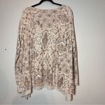 J. Jill Top Blouse Long Sleeve Beige Tan Patterned Boho Size 3X Wide Neck Brown Photo 2