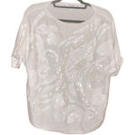 Chico's  Sequin pullover sweater Women's Top white size 1 medium‎ Photo 0