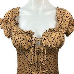 Princess Polly NEW  Tan Black Cheetah Silk Satin Ruffle Mini Bodycon Dress Size 8 Photo 2