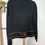 Woolrich  Black Full‎ Zip Cardigan Embroidered Flowers Sweater Size Large Photo 4