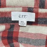 Ott Flannel Shirt Jacket‎ Oatmeal Red Black Plaid Medium / Large Photo 4