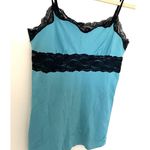 Aerie Vintage  Turquoise Adjustable Strap Lace Trim Y2K Tank Cami Sz M Photo 2