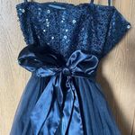 Sean Collection Strapless Sweetheart Cut Crystal Short Ruffle Homecoming Dress Photo 6