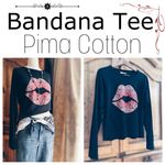 Navy Bandana Tee with Red Lips Design Blue Photo 1