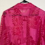 Moonlight  Y S Fashion Top Womens Plus Pink Floral Button Up Asym Sheer Career Photo 8