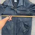 Liz Baker Vintage 90s  Black Leather Quilt Lined Oversize Bomber Jacket 1X Photo 2