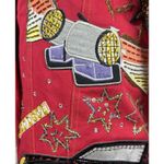 Diane Gilman  Red Denim Jean Jacket Hollywood Star Sequin Embroidered Rhinestones Photo 13