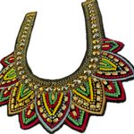 Nine West  Colorful Ethic Mesh Bib collar Maxi Beaded Statement Necklace 32” Photo 6