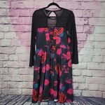 Torrid  MINI SCUBA ILLUSION NECK DRESS BLACK FLOWERS 1X Photo 2