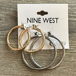 Nine West  Gold and Silver Hoop Earrings Set of Two Photo 0