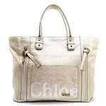 Chloé CHLOE Eclipse Oversized Ivory Silver Gold Tote Shoulder Bag Exterior Zip Pockets Photo 15