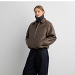 OAK AND FORT VEGAN LEATHER BOMBER JACKET Brown Photo 1