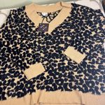 Ava & Viv  animal Print Fuzzy V-neck Pull Over Sweater Photo 3