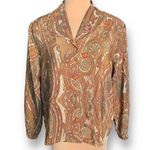 Vintage Cricket Lane Shirt Brown Paisley Copper Button Front Exaggerated Collar Tan Size 16 Photo 0