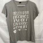 Anvil women’s gray white relaxed short sleeve coffee mom cotton casual tshirt L Photo 0