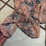 Nina Leonard  Sz M Peach and Blue Sheer Floral Blouse Photo 4