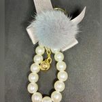 Fluffy Key Chain Pom Pom Luxury Wallet Pearl Keychain/Bag Charm Gray Photo 1