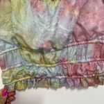 Blue Blush Smocked Crop Top Pink Yellow Tie Dye Ruffle Puff Sleeve Lined S Y2K Photo 8