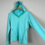 Title Nine Hoodie Pullover Women Medium Blue Regulator Long Sleeve Nylon Stretch Photo 3