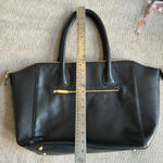Joy & Iman Black Leather Tote Large Shoulder Bag Best Friend Satchel Top Handles Gold Photo 5