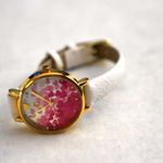 Charming Charlie  Floating Hearts White Leather Band Gold Tone New Battery Watch Photo 3