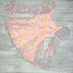 SheIn Tie Dye Square Neck Puff Sleeve cotton candy water color sheer sleeve L dress Photo 4