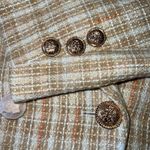 Attitude Unknown Womens Tweed Blazer Suit Jacket Khaki White Plaid Large Tan Photo 9