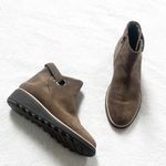 Clarks Sharon Suede Brown Tan Ankle Wedge Boots Almond Toe Women’s Sz 6 Booties Photo 1