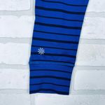 Athleta ‎ Stripe Accelerate Workout Leggings Medium Blue Black Athletic Run Photo 2