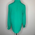 Vintage Green Round Collar Blouse Big Button Small Medium Photo 1