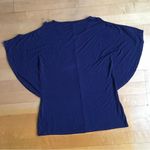 belldini Cold Shoulder Butterfly Sleeve Top, Gold Grommet, Navy Blue, Size S Blue Photo 15