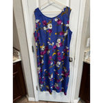 Women's Studio C Blue Floral Sleeveless Dress Plus 2X Photo 1